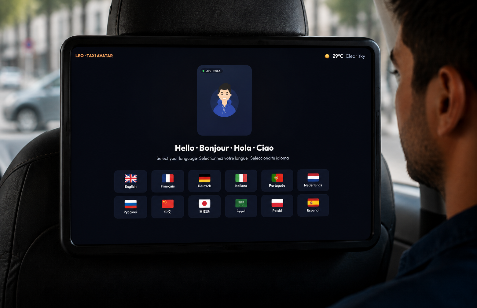 Leo greets every passenger in their own language
